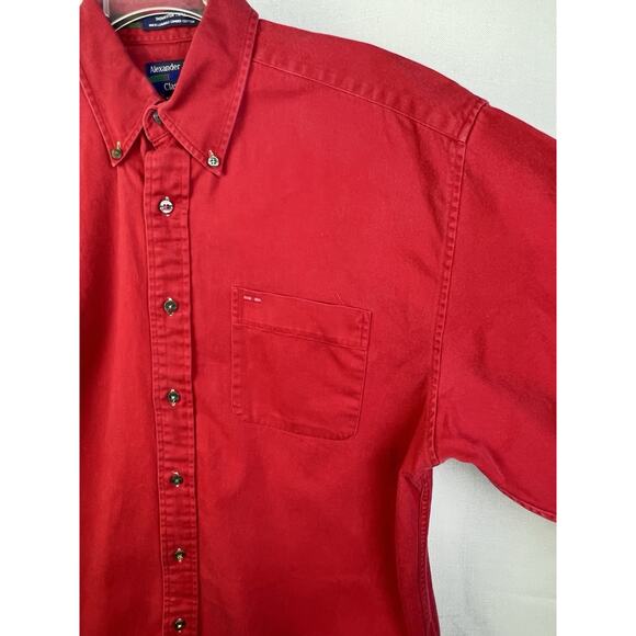 Alexander Julius Classic Button Down Shirt Men Medium Red Thomaston Twill Preppy - Picture 4 of 9